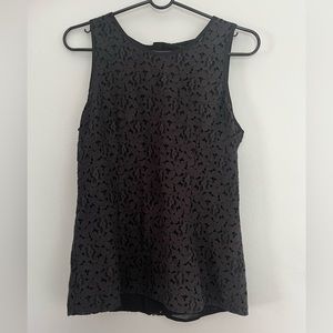BANANA REPUBLIC SLEEVELESS LACE OVERLAY BACK ZIP TANK TOP BLACK, SIZE 6